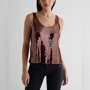Express NWT Sequin Scoop Neck Tank Women’s Size “S” Rust NWT